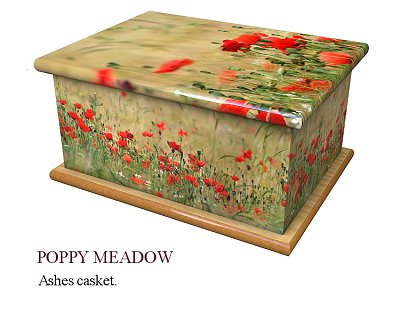Poppy meadow ashes casket