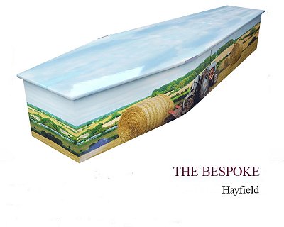 Bespoke hayfield theme colourful coffin