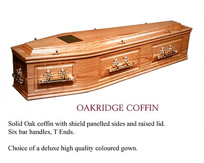Oakridge solid oak coffin